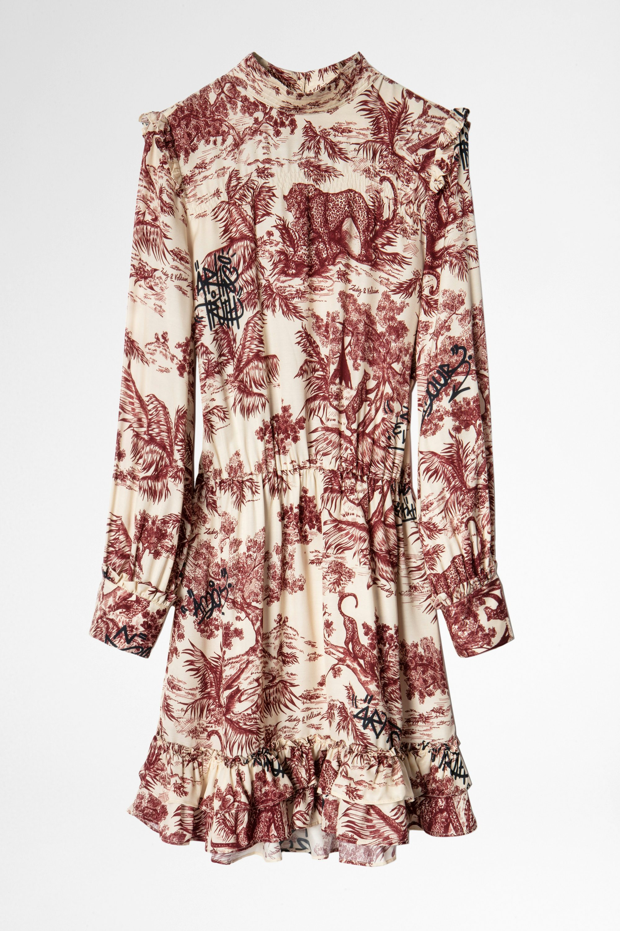 Robe Rocket Jouy Satin - Robe blanche femme, imprimée.